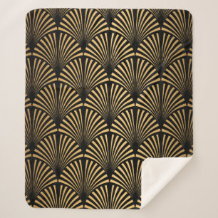 Art Deco Pattern. Seamless black and gold backgrou Sherpa Blanket