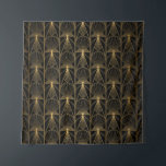 Art Deco Pattern. Seamless black and gold backgrou Tapestry<br><div class="desc">Art Deco Pattern. Seamless black and gold background. Metallic shells or scales lace ornament. Minimalistic geometric design. Vintage lines. 1920-30s motifs. Luxury vintage illustration</div>