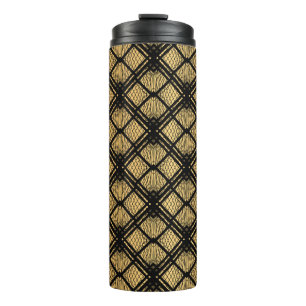 Art Deco Pattern. Seamless black and gold backgrou Thermal Tumbler