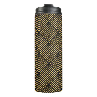 Art Deco Pattern. Seamless black and gold backgrou Thermal Tumbler