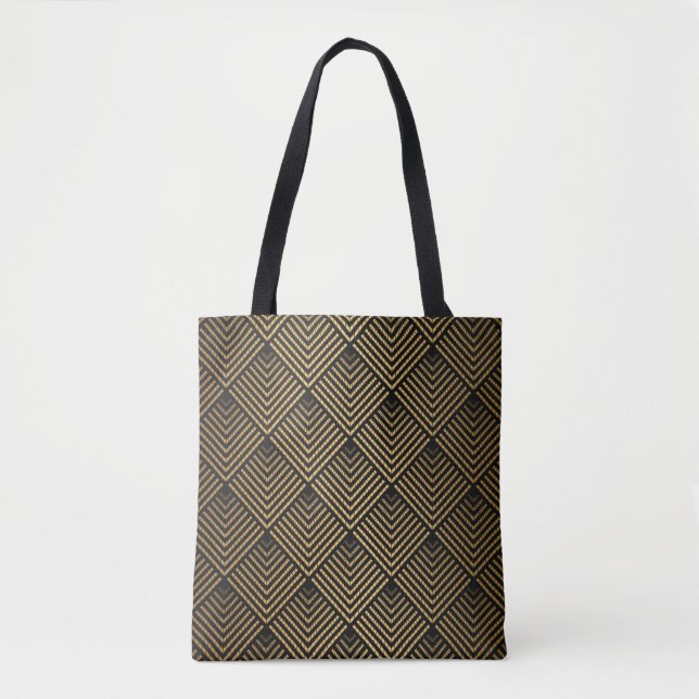 Art Deco Pattern. Seamless black and gold backgrou Tote Bag (Front)