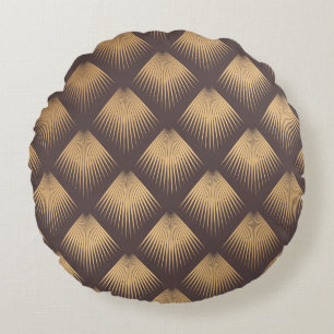 Art Deco Pattern. Seamless golden background. Mini Round Cushion