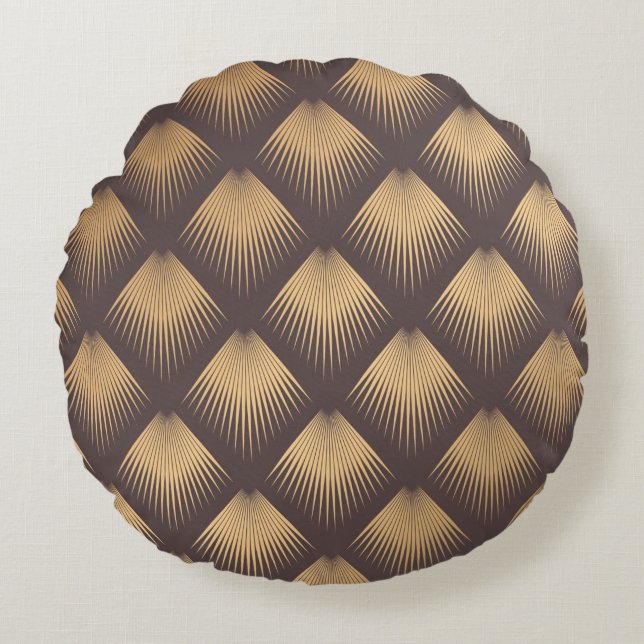 Art Deco Pattern. Seamless golden background. Mini Round Cushion (Front)