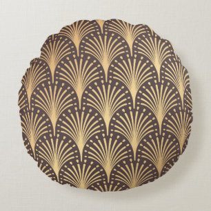 Art Deco Pattern. Seamless golden background. Mini Round Cushion