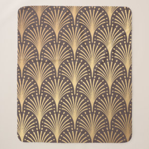 Art Deco Pattern. Seamless golden background. Mini Sherpa Blanket