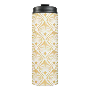 Art Deco Pattern. Seamless white and gold backgrou Thermal Tumbler
