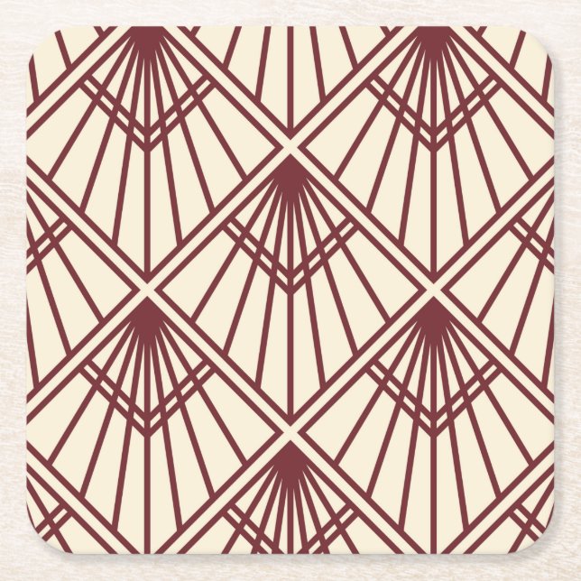 Art Deco Pattern Square Paper Coaster (Front)