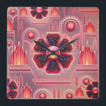 Art deco pattern vintage floral geometric pink square wall clock<br><div class="desc">Art deco floral vintage pattern with flowers and geometric metallic look 1920's design . In colors of pink,  gold,  orange and silver.</div>