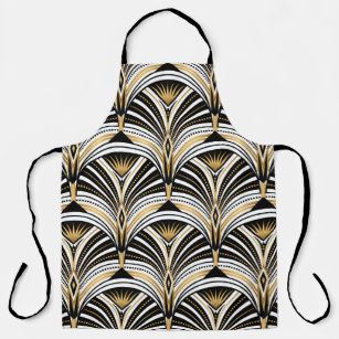 Art Deco pattern. Vintage gold black white backgro Apron