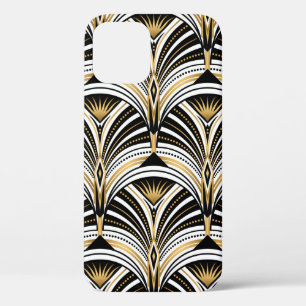 Art Deco pattern. Vintage gold black white backgro iPhone 12 Case