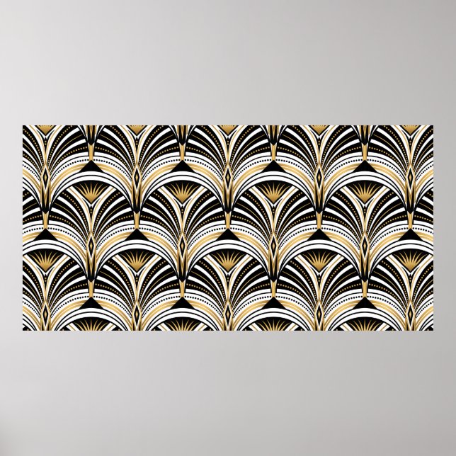 Art Deco pattern. Vintage gold black white backgro Poster (Front)