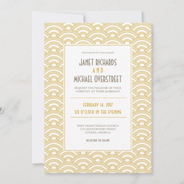 Art Deco Pattern Wedding Invitation (Front)
