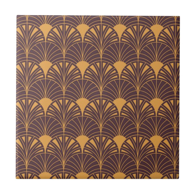 Art Deco pattern with fan-shaped motifs  Ceramic Tile (Front)