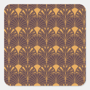 Art Deco pattern with fan-shaped motifs Square Sticker