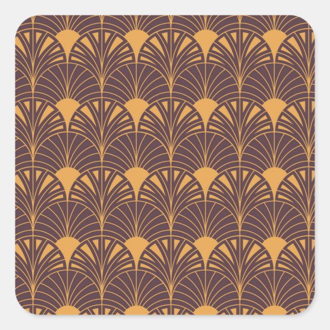 Art Deco pattern with fan-shaped motifs  Square Sticker (Front)