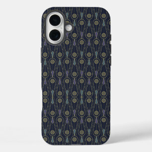 Art Deco pattern with geometric shapes in gold iPhone 16 Plus Case