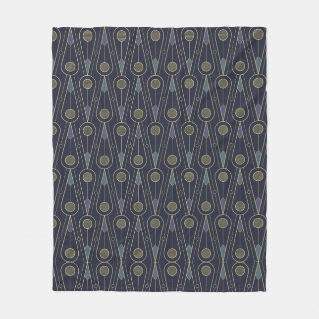 Art Deco pattern with geometric shapes in gold Fleece Blanket (Front)