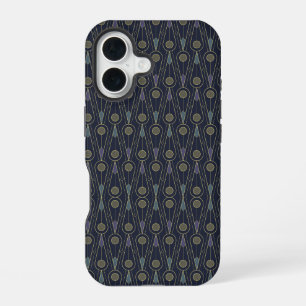 Art Deco pattern with geometric shapes in gold iPhone 16 Case