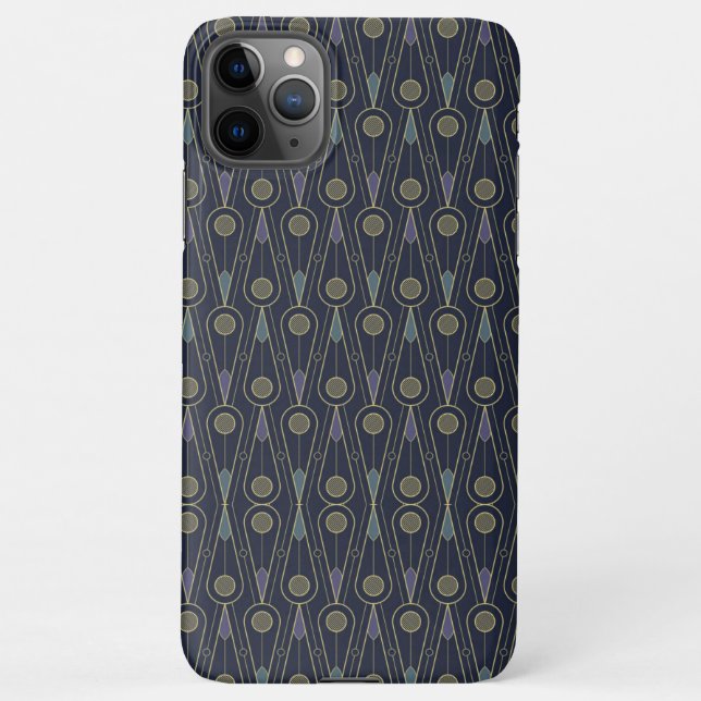 Art Deco pattern with geometric shapes in gold iPhone Case (Back)