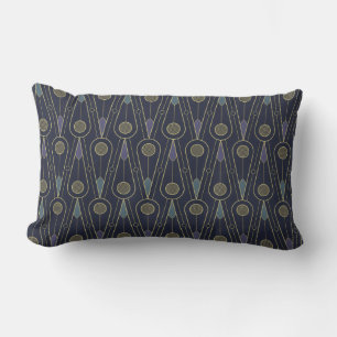 Art Deco pattern with geometric shapes in gold Lumbar Cushion