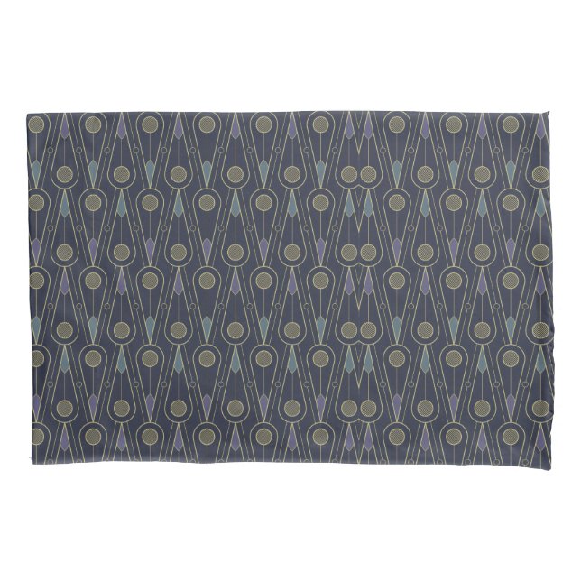 Art Deco pattern with geometric shapes in gold Pillowcase (Front-Left)