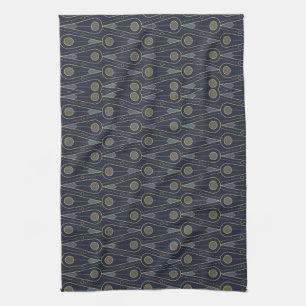 Art Deco pattern with geometric shapes in gold Tea Towel