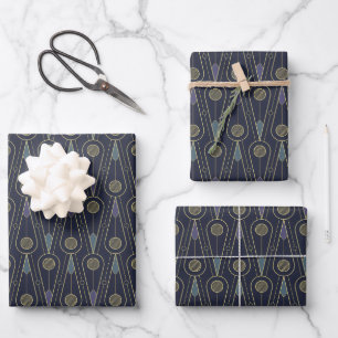 Art Deco pattern with geometric shapes in gold Wrapping Paper Sheet