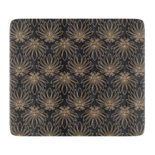 Art Deco pattern with gold floral motifs  Cutting Board