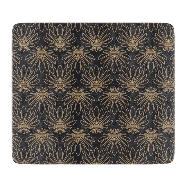 Art Deco pattern with gold floral motifs  Cutting Board (Front)