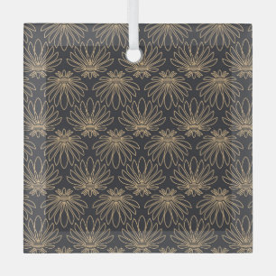 Art Deco pattern with gold floral motifs  Glass Tree Decoration