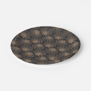 Art Deco pattern with gold floral motifs  Paper Plate