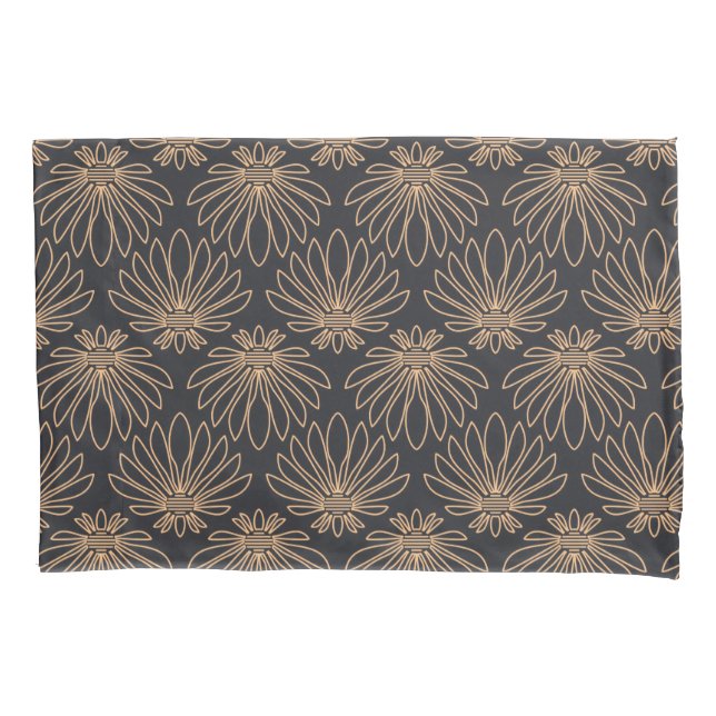 Art Deco pattern with gold floral motifs  Pillowcase (Front-Left)