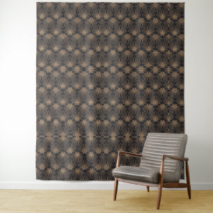 Art Deco pattern with gold floral motifs  Tapestry