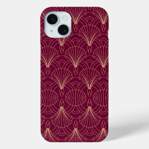 Art Deco pattern with gold geometric fan motifs  iPhone 15 Mini Case