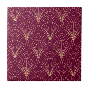 Art Deco pattern with gold geometric fan motifs  Ceramic Tile