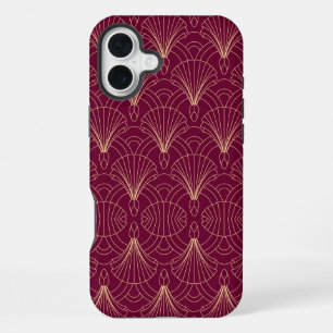 Art Deco pattern with gold geometric fan motifs  iPhone 16 Plus Case