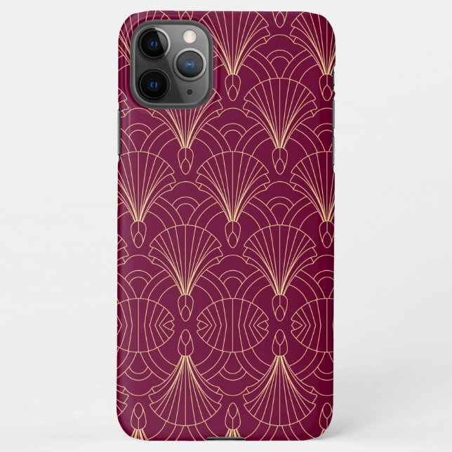 Art Deco pattern with gold geometric fan motifs  iPhone Case (Back)