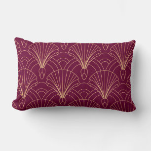 Art Deco pattern with gold geometric fan motifs  Lumbar Cushion