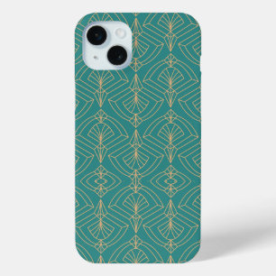 Art Deco pattern with gold geometric shapes iPhone 15 Mini Case