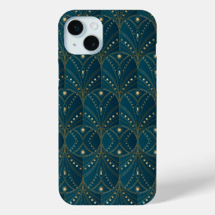Art Deco pattern with gold geometric shapes iPhone 15 Mini Case