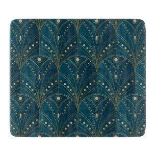 Art Deco pattern with gold geometric shapes Cutting Board