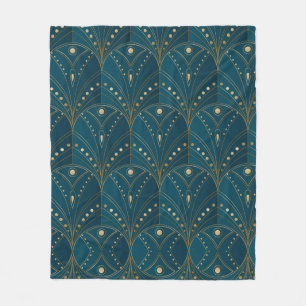 Art Deco pattern with gold geometric shapes Fleece Blanket