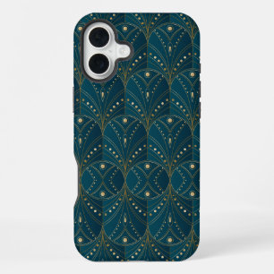 Art Deco pattern with gold geometric shapes iPhone 16 Plus Case