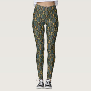 Art Deco pattern with gold geometric shapes Leggin Leggings