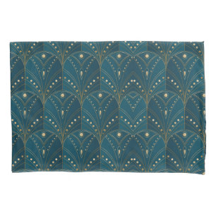 Art Deco pattern with gold geometric shapes Pillowcase
