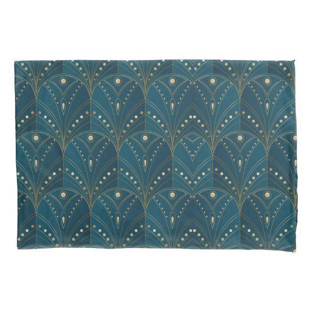 Art Deco pattern with gold geometric shapes Pillowcase (Front-Left)