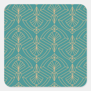 Art Deco pattern with gold geometric shapes Square Sticker