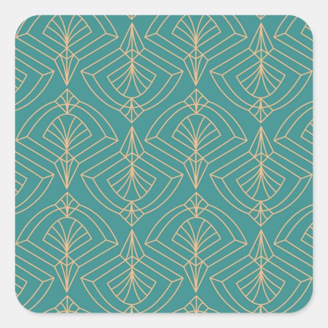 Art Deco pattern with gold geometric shapes  Square Sticker (Front)