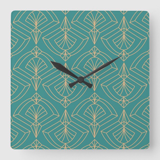 Art Deco pattern with gold geometric shapes  Square Wall Clock (Front)