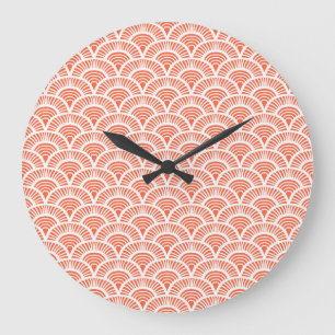 Art Deco Pattern with Scale Motifs. Large Clock